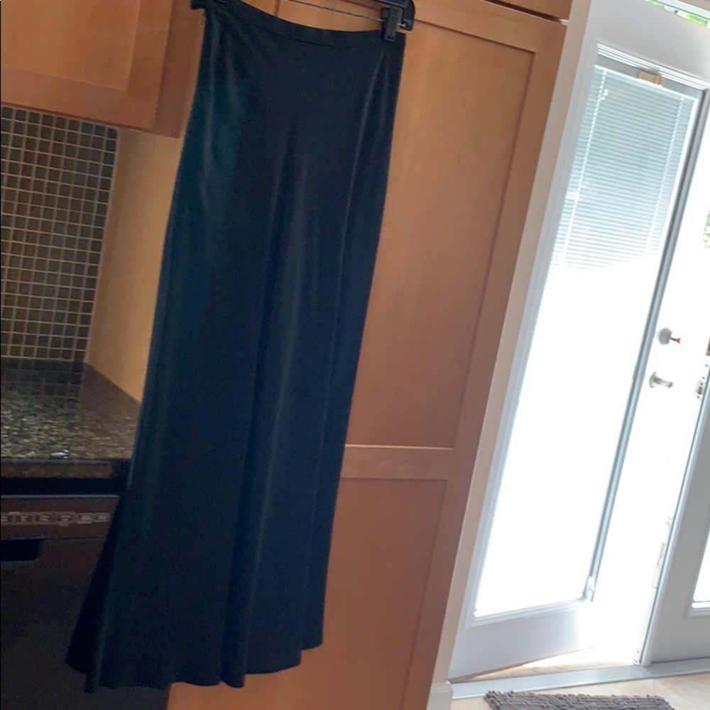 Bebe Black Full Length Satin Formal Skirt